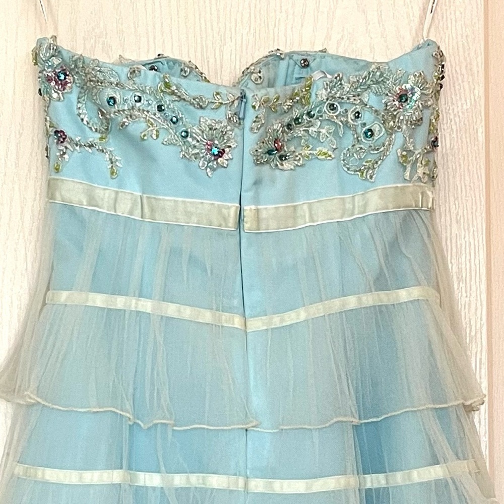 Alyce Paris Light Blue Tiered Tulle Ruffle Prom Dress Sz 2 Regencycore Fairycore - Picture 5 of 16